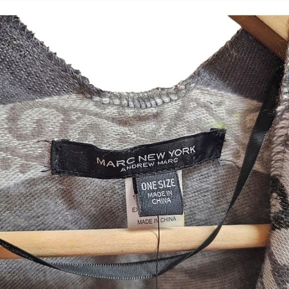 Marc New York Poncho One Size Gray Southwestern Aztec Warm Cozy Western Outdoor - Picture 14 of 15